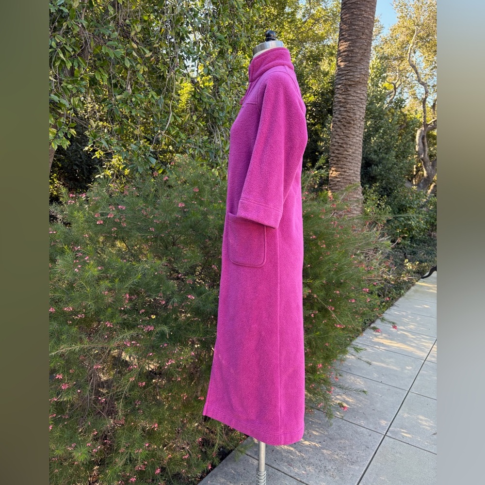L.L. Bean Fuchsia Full-Length Zip Fleece Robe - Picture 3 of 4